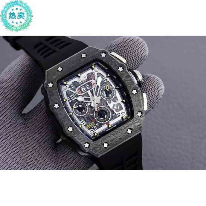

uxury watch Date Richa Milles Red Devils Carbon Fiber Watch Black Technology Luxury Same Mechanical Rm65 8izz, Hollow