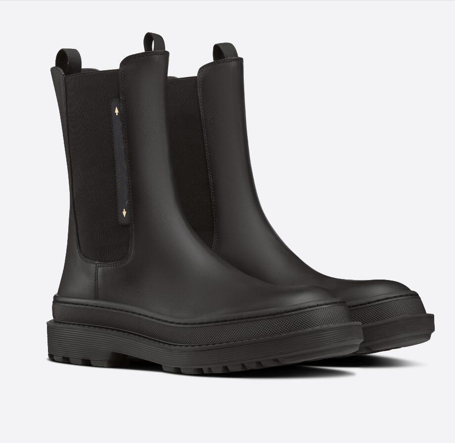 

Brand Design Trial Chelsea Boots Black White Calfskin Leather Rubber Sole Ankle Booties Winter Lady Martin Boot Luxury Comfort Footwear EU35-40.With Box