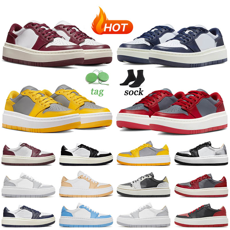 

Low Tops 1 1s Elevate Basketball Shoes Jumpman Midnight Navy Bred University Blue Wolf Grey Black White Team Red Platform Sneakers Womens Mens Trainers, A8 unlv
