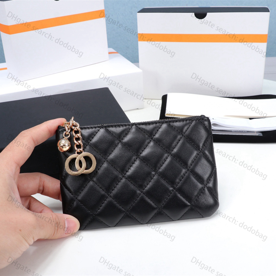 

genuinel leather luxurys Designers women coin purse wallets Classic womens wallet with box mens purses credit card holder passport -007, Black sheepskin gold buckle