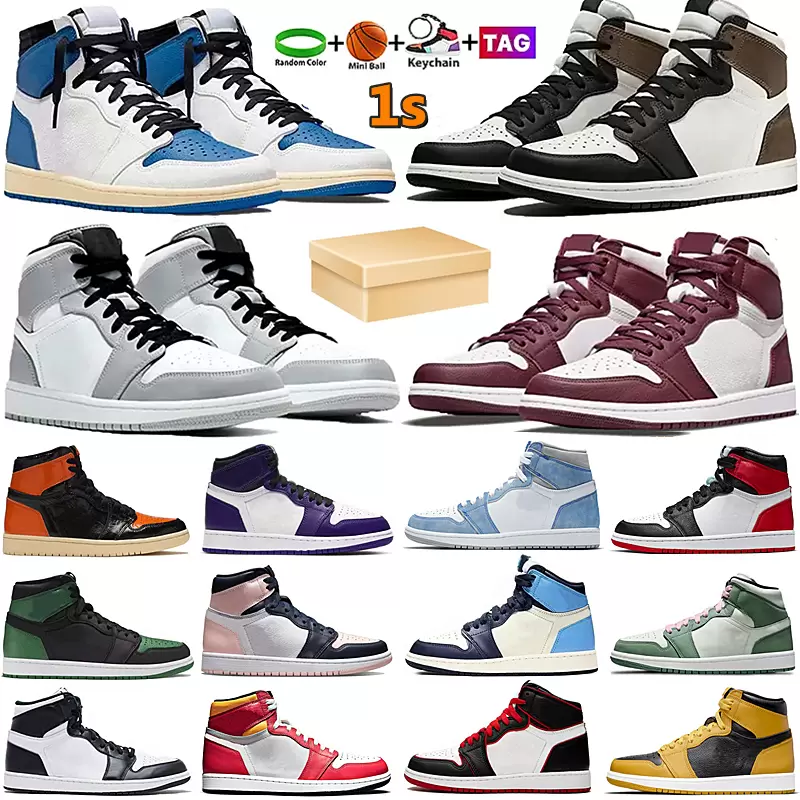 

Top 1s University Blue Jumpman 1 Basketball shoes 1s Dark Mocha Electro Orange UNC Light Smoke Grey Hyper Chicago Bred Royal Toe men women shoe Running Sneakers, 25