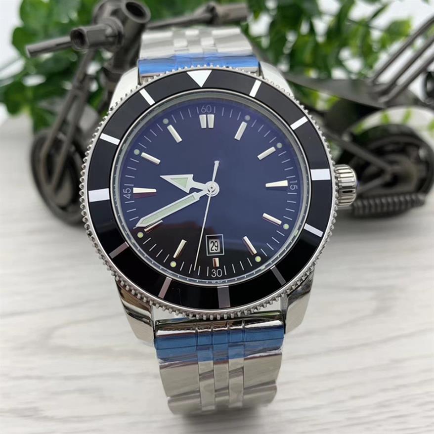 

High Quality Breit Series Date Mens Watches 47MM Large Black Dial Automatic Watch With Stainless Steel Mesh Bracelet313x, 10
