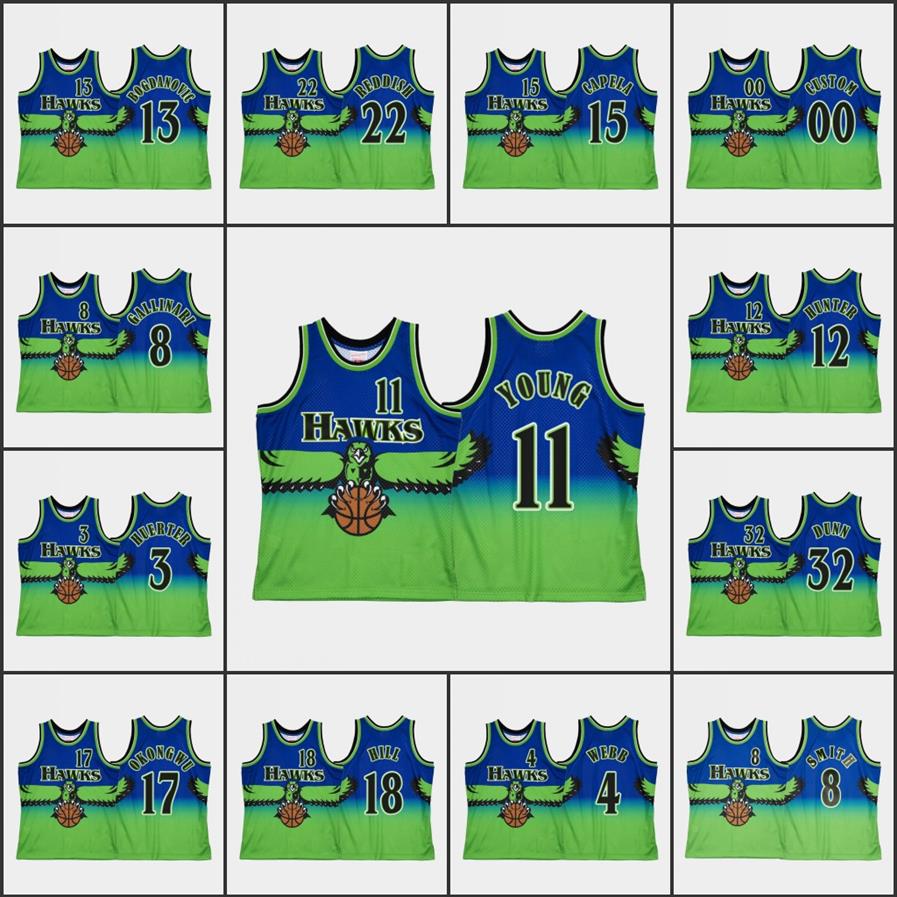 

Men Atlanta Hawks''Trae Young De'andre Hunter Clint Capela Solomon Hill Custom Blue Reload 2.0 Hardwood''2427