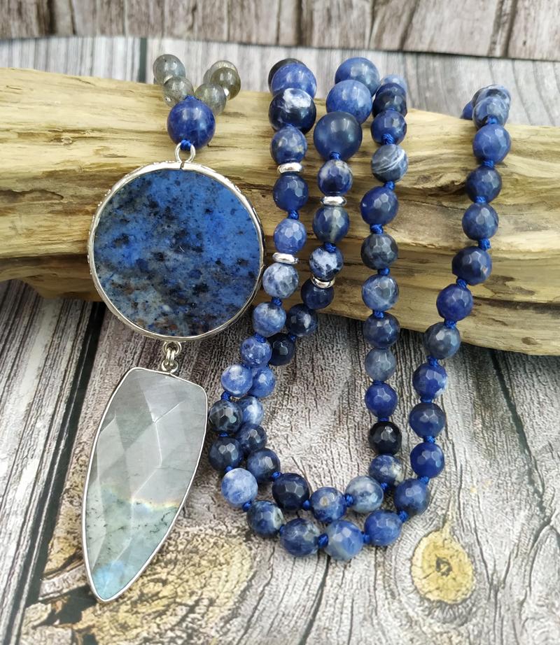 

Pendant Necklaces Sodalite Circle Labradorite S Beads Knot Handmade NecklacePendant NecklacesPendant