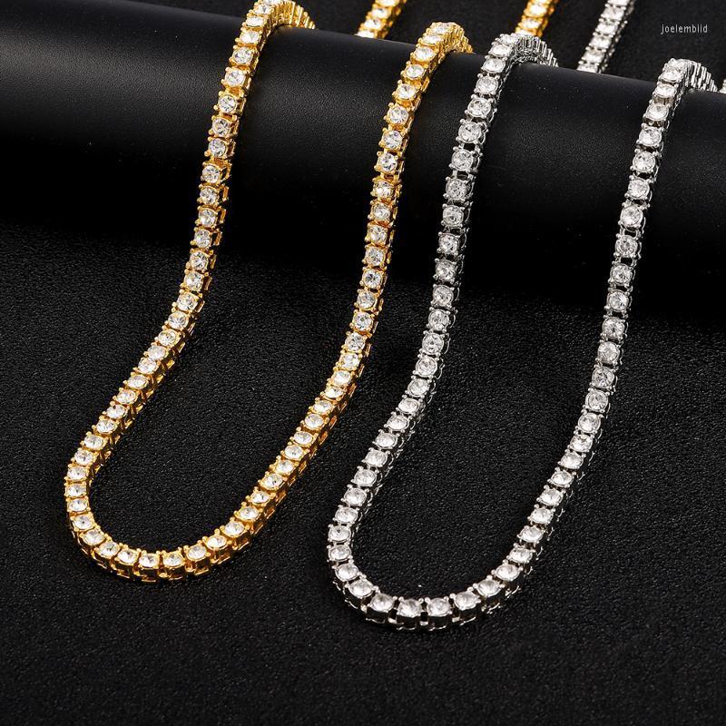 

Chains Iced Out Classic Micro Tennis Necklace 4mm CZ Chain Fold Over Clasp Hip Hop For Men Gift ChainChains