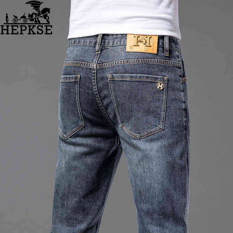 Family h Light Marque de mode de luxe Jeans haut de gamme Loisirs confortables pour hommes Tube droit élastique respirant Pantalons longs Printem