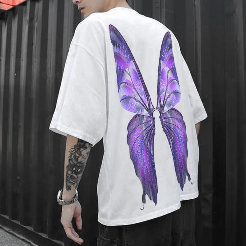 

Men's T-Shirts Hip Hop Streetwear Men T Shirt Butterfly Print Angle Wing Half Sleeve TShirt Summer Fashion Oversize Harajuku Party Wear Top, 20