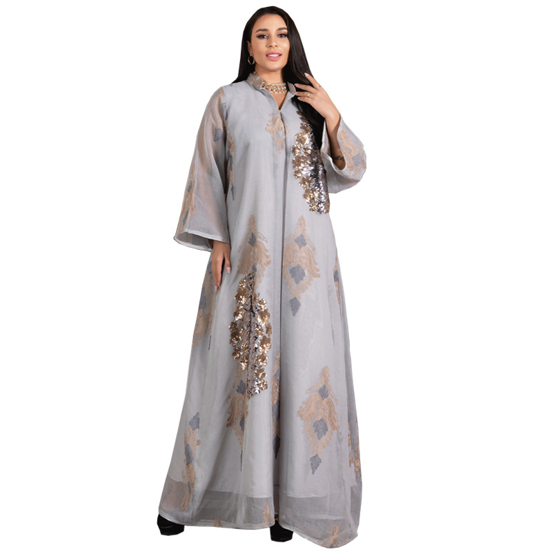 

MD Abayas For Women Dubai Muslim Kaftan Ethnic Clothing Sequin Embroidery Elegant Gowns Plus Size African Boubou Islamic Kimono
