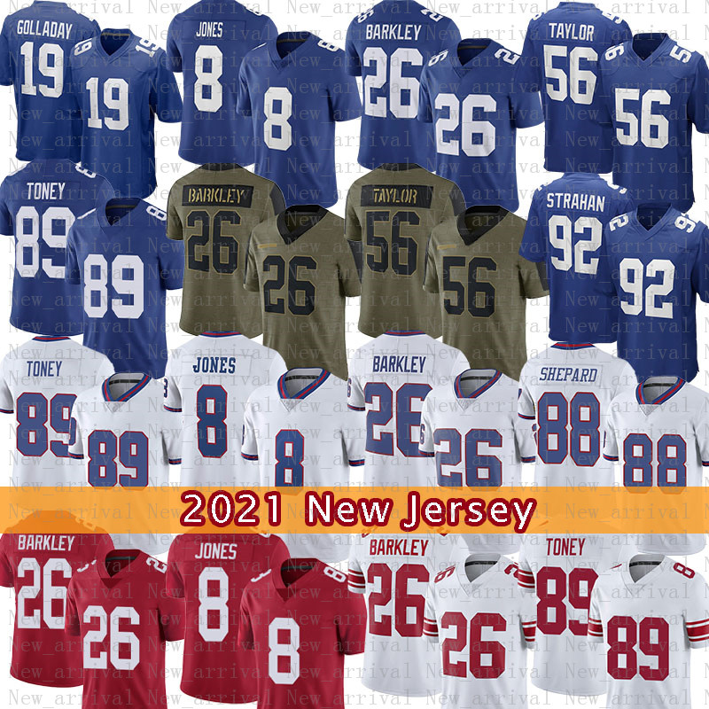 

New York''Giants''8 Daniel Jones 26 Saquon Barkley Football Jersey Kenny Golladay Lawrence Taylor James Bradberry Michael Strahan Kadarius Toney, Mens-j r