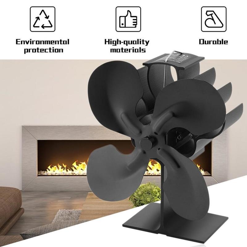 

Black Fireplace 4 Blades Heat Powered Stove Fan Log Wood Ecofan Quiet Home Efficient Distribution 220505