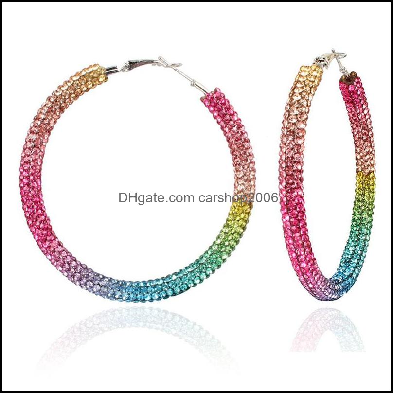 

Hoop Hie Earrings Jewelry Leopard Print Exaggerated Atmosphere Personality Beaded C-Shaped Ring Earring Fashion Temperament Alloy Inlaid B