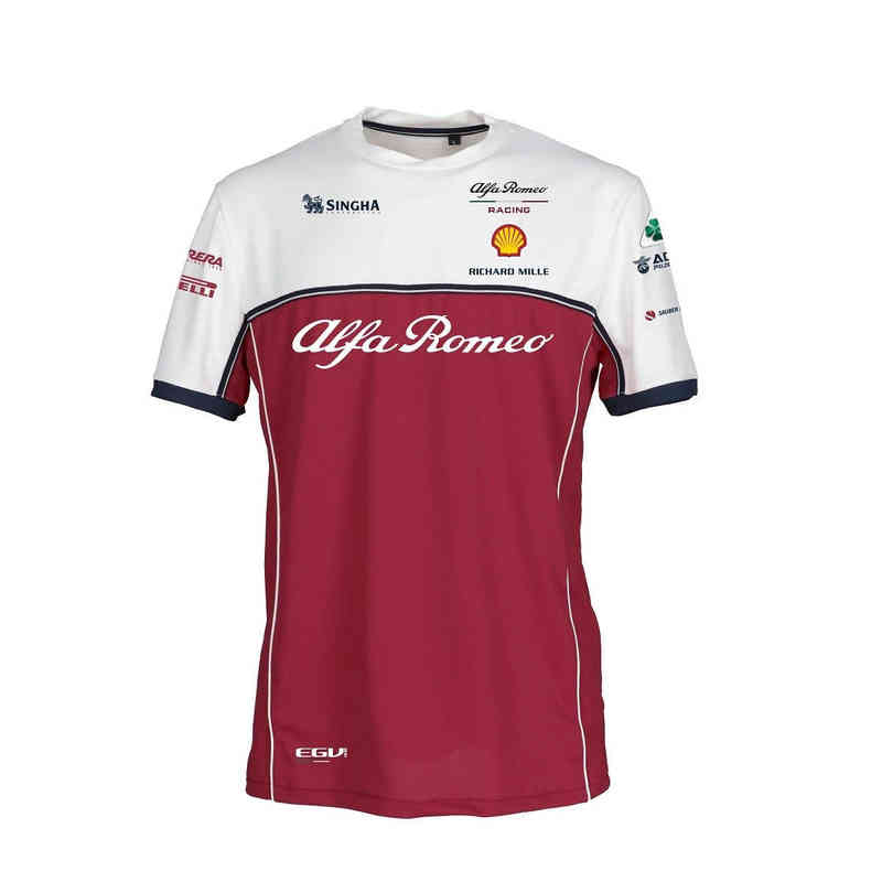 

2021 Hot F1 Formula One Alfa Romeo Team 2019 Sauber Short Sleeve Men's and Women's Racing Raikkonen Summer T-shirt