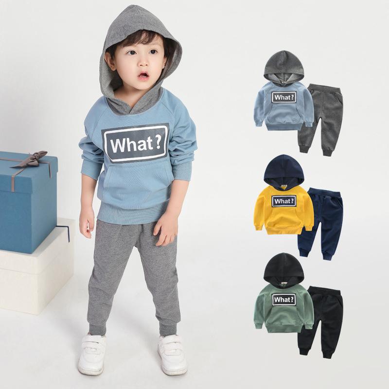 

Clothing Sets Boys Baby Boy Spring Autumn Cotton Letter Printing Hooded Long Sleeve T-shirt Pants 2Pcs Kids Sport Suit 2-8 YearsClothing, Blue