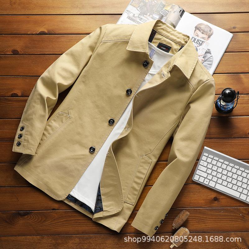 

Men's Jackets Blazers For Men Autumn Casual Coat Suit Jacket Streetwear Pure Cotton Lightweight 2022 Fashion Clothing Button DownMen's, Khaki