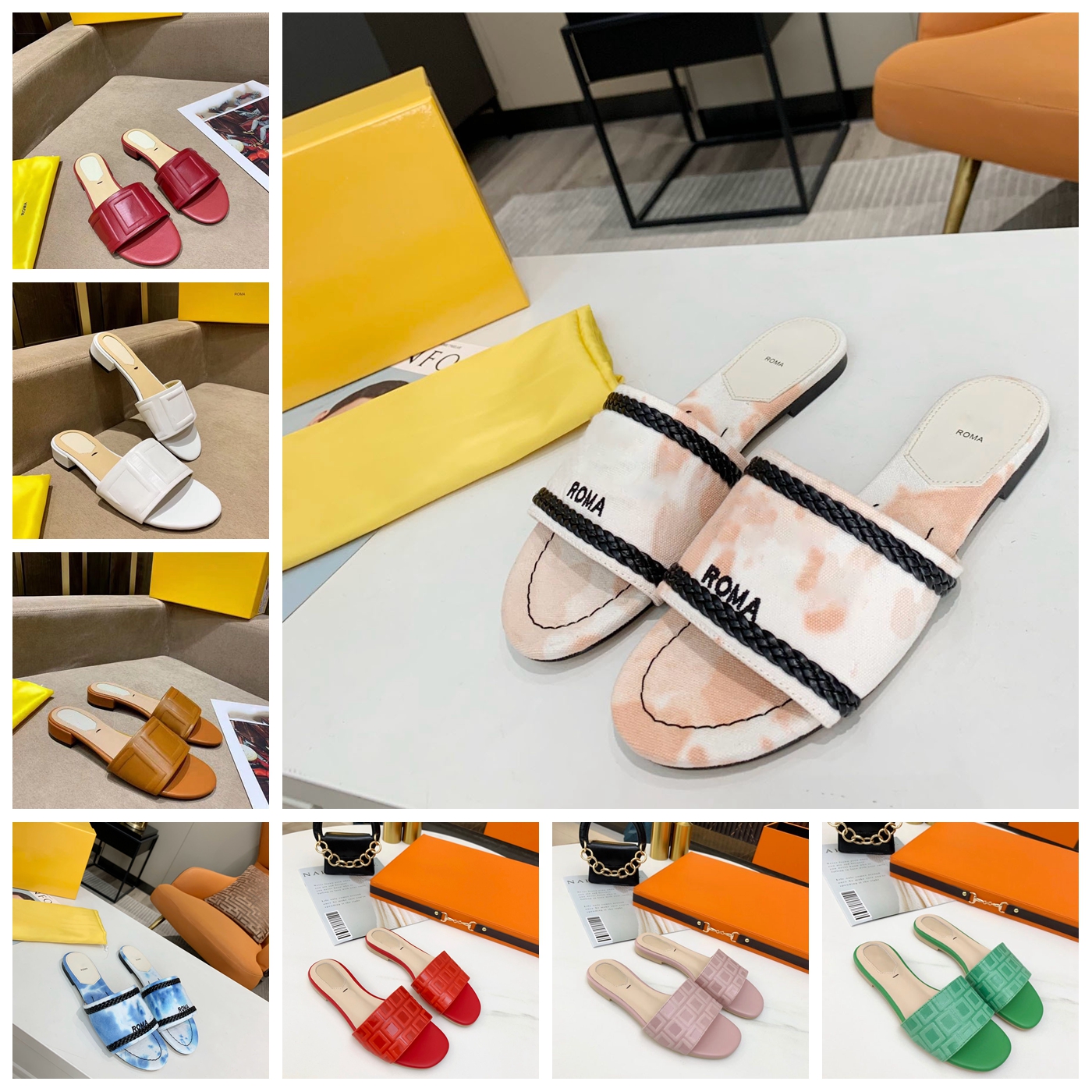 

Italy Designer Slipper Luxury Women Sandal Brand Slide Men Slippers Flat Bottom Flip Flop Design Sneakers Foam rubber sandals by shoebrand S83 05, #30 box