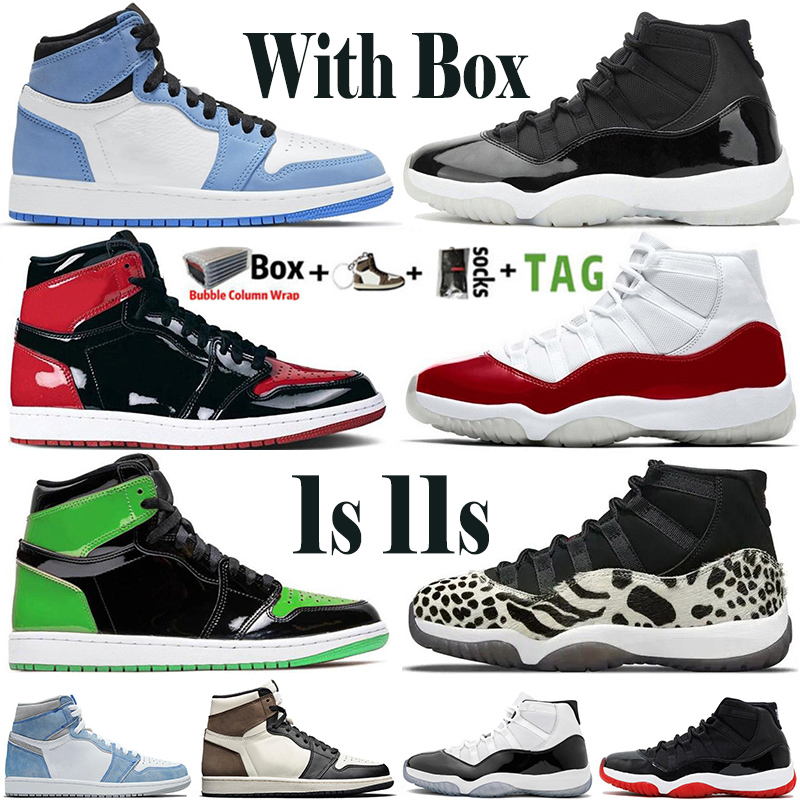 

With Box Jumpman 1 Bred Patent University Blue 1s Basketball Shoes Dark Mocha 25th Anniversary 11 Low Bred Concord 11s Men Women Designer Sneakers Trainers, 40