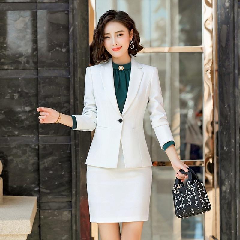 

Women's Two Piece Pants Women's Autumn And Winter Professional Work Clothes Female Casual Long Sleeve Ladies Jacket Slim-fit SkirtWomen', Blazer skirt b