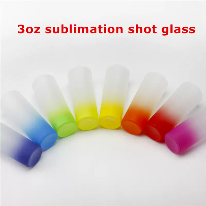 

Wholesale 3oz Sublimation Gradient Shot Glass 144pcs Per Carton DIY Multi-Color Wine Glasses Beer Cup Heat Transfer Drinking Mugs F0809