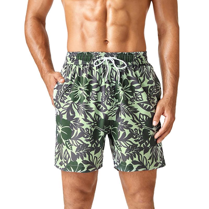 

Men's Shorts Swimsuits Men Short Polyester Printed Sunbathing Boys Plain Swim TrunksMen's, Army green