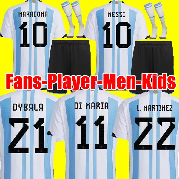 

Argentina soccer Jersey Fans and player version 2022 DYBALA AGUERO Maradona football shirt 21 22 23 Men Kids sets uniform with socks di maria 222, Grey