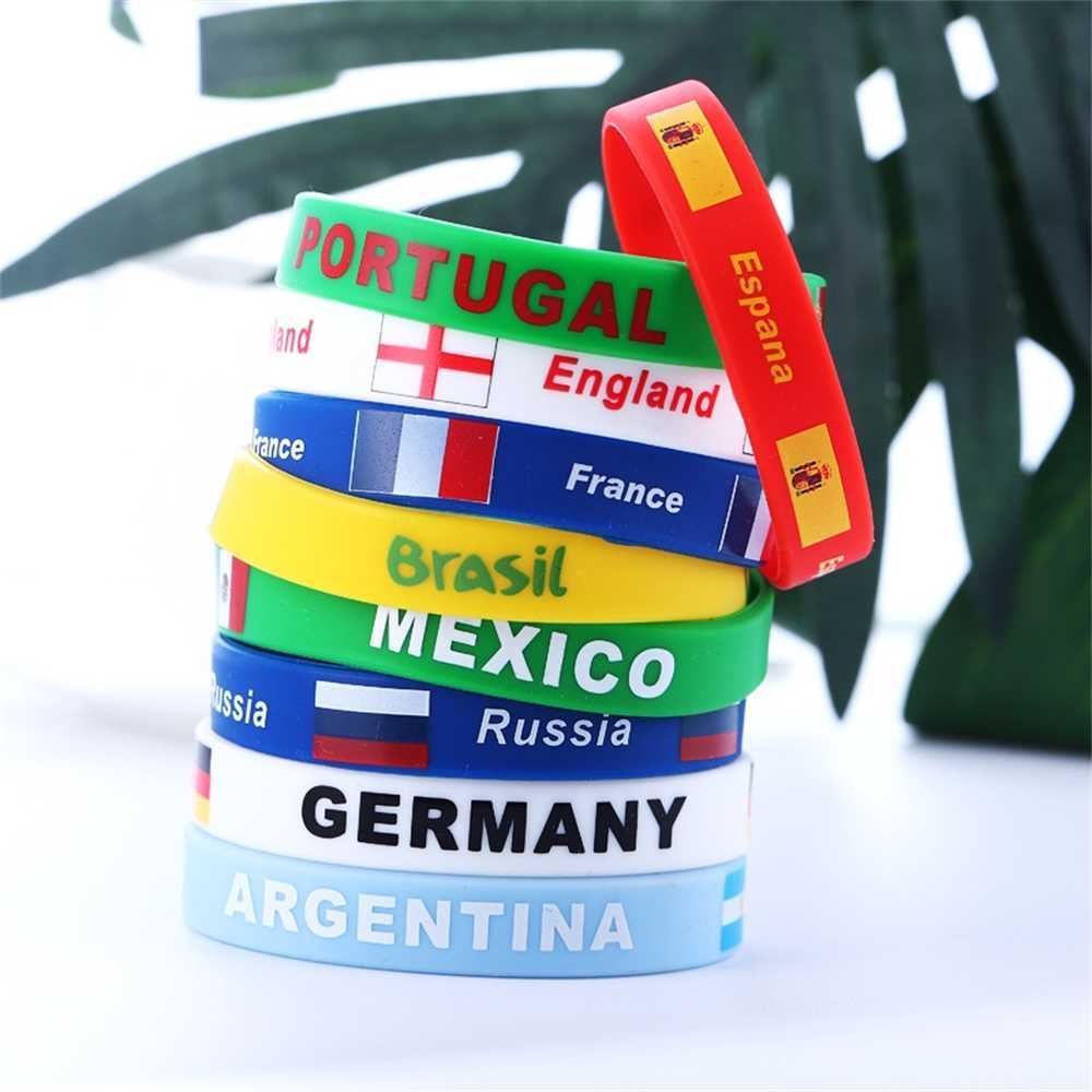 2022 Coupe du monde Bracelet du drapeau national du Qatar Bracelet 23cm Sport Fans de football Silicone Band de bracelet élastique Angleterre Bra