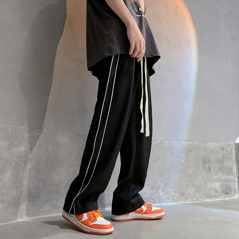 

Men's Pants Summer 3 Color Ice Silk Casual Men Wide Leg Sweatpants Korean Loose Straight Mens Fashion Joggers Trousers -2XL Men's, Black