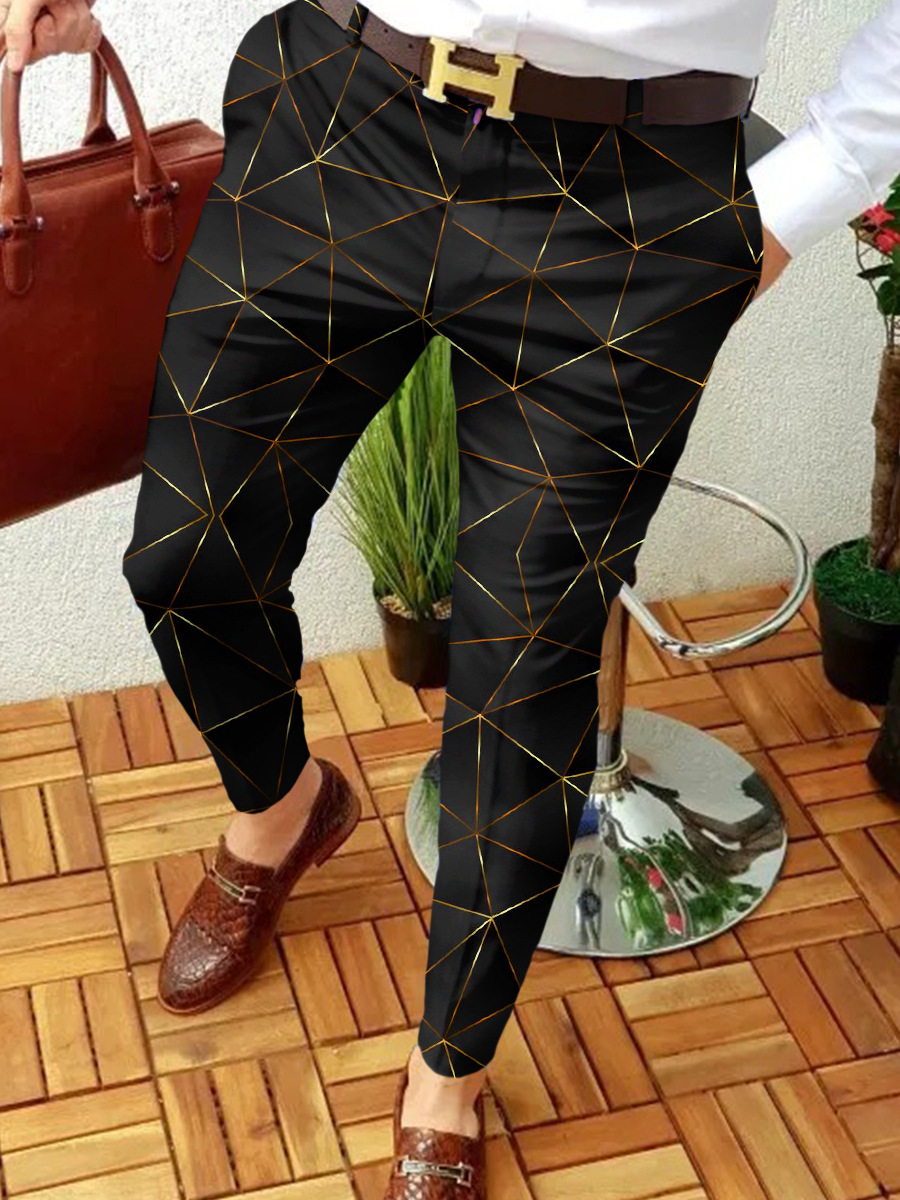 

summer hip hop print geometric long pants high fashion mens top quality printing casual man patterned trousers pant RLBI, As picture 4
