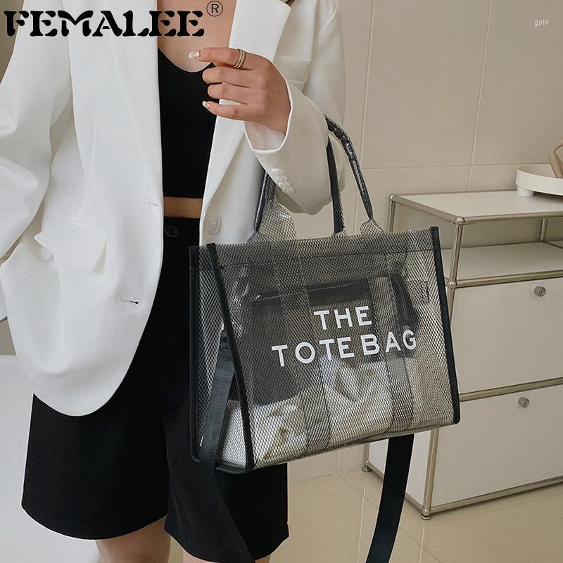 

Shoulder Bags Clear Large The Tote Bag Designer Casual Mesh Purses Jelly Transparent Women Hand Clutch BagShoulder BagsShoulder, Black