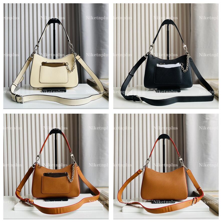 

Water Ripple Marelle M80794 Women Shoulder clutch hobo bags 2PCs with chain Coin Purse Designer Luxury Handbags, 01