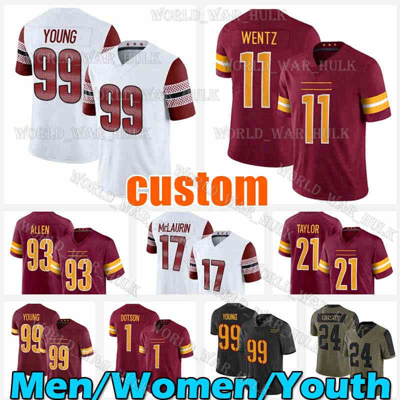 

99 Chase Young Jersey Washingtons 11 Carson Wentz Sean Taylor Commanders Football Sam Howell Way Antonio Gibson Terry McLaurin Kamren Curl Jahan Dotson Jamin Davis, Custom women (h p)