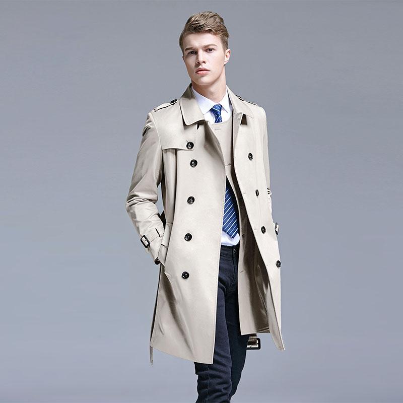 

Men's Trench Coats Spring Autumn Fashion Coat Men's Korean Style British Young Male Long Overcoat Trendy Winter Windbreaker Men JacketMe, Khaki