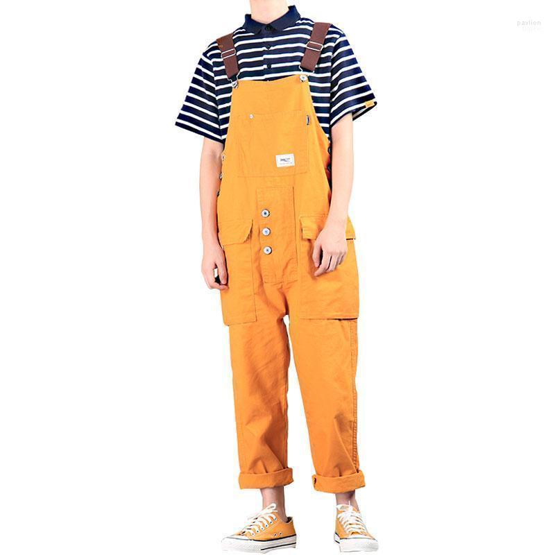 

Men's Overalls Loose Casual Plus Size Jumpsuits Hip-hop Style With Suspenders Jeans, Orange
