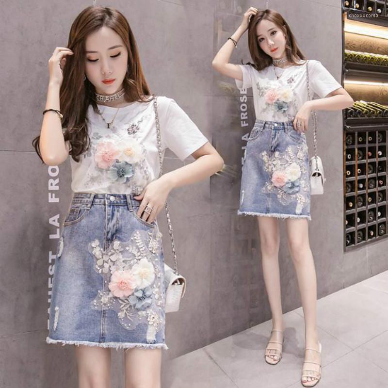 

Women' Tracksuits 2022 Women Spring Summer Vintage Print 2 Piece Set Lady Embroidery Shirt Beading Denim Shorts Female Casual Slim Suit D, Tupianse