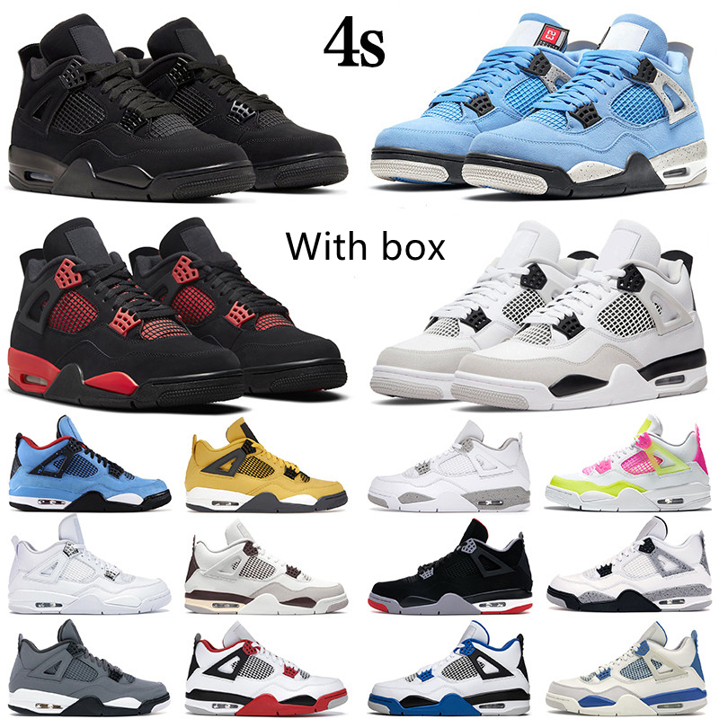 

Genuine Jumpman 4 4s Mens Basketball Shoes Black Cat Trainers Outdoor Men Women Designer Sneakers canvas US 5.5-12 With box, Lavender