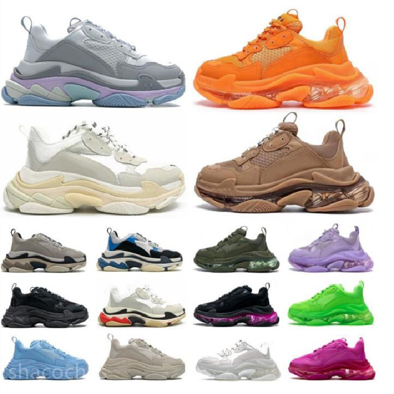 

17FW Triple S Men Dad Shoes casual Clear Bubble bottom mens Sneakers black red Old beige yellow navy Grandpa Trainer chaussures women, 23