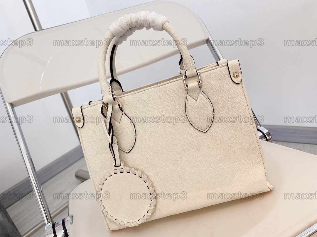 

25cm Onthego PM Tote Bag By the Pool Big Logo Monograms Print Handle Bag with Flower Tag Designer Women Cross Body