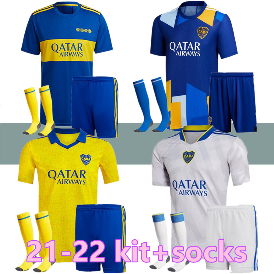 

21 22 23 Boca Juniors soccer Jersey fans player version Camiseta 2022 2023 VILLA SALVIO MEDINA VARELA Tercera Yellow Salvio Pavón football shirt Men + kids kit uniform, 21-22 home