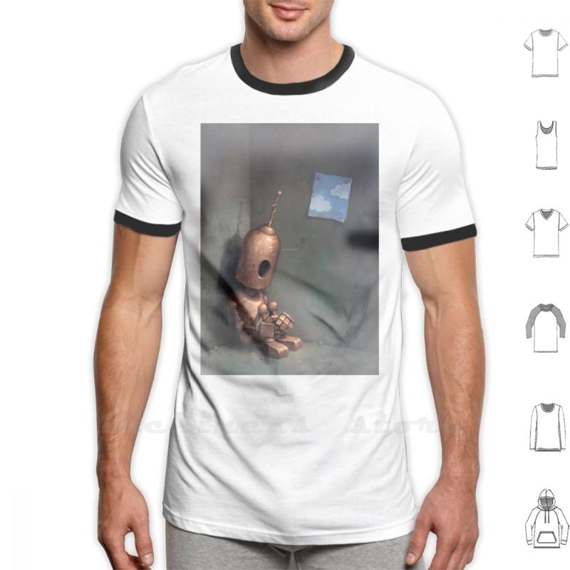 

Men's T-Shirts Room With A View T Shirt Cotton Men Women Teenage Robot Robots Clouds Sad Lonely Cute Melancholy Lost Alone Rusty Rust, Teen-tee-red