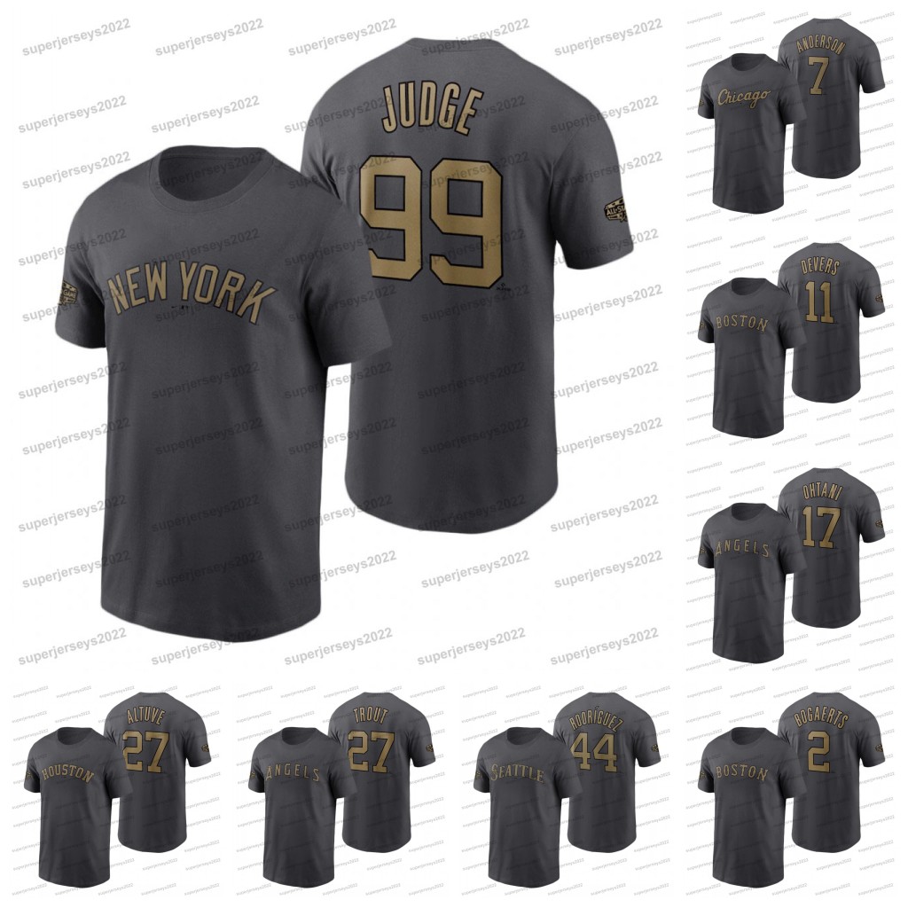 

99 Aaron Judge All-Star Game T-Shirt Shohei Ohtani Julio Rodriguez Rafael Devers Tim Anderson Xander Bogaerts Mike Trout Jose Ramirez Gerrit Cole Miguel Cabrera, 17 shohei ohtani