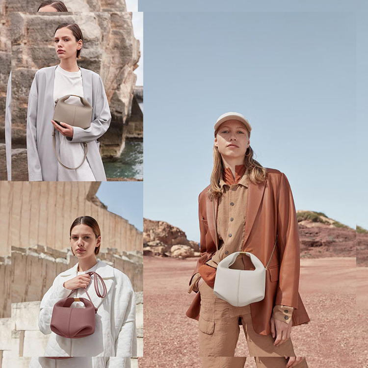 

new polene 2022 handbag female french leather solid color bento bag number eleven handbag single shoulder handbags satchels bags, Grey