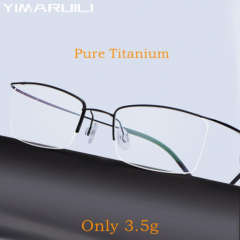 

Fashion Sunglasses Frames Ultra-light Comfortable 100% Pure Titanium Eyewear Ultra-tough Men's Half-frame Optical Prescription Glasses 3