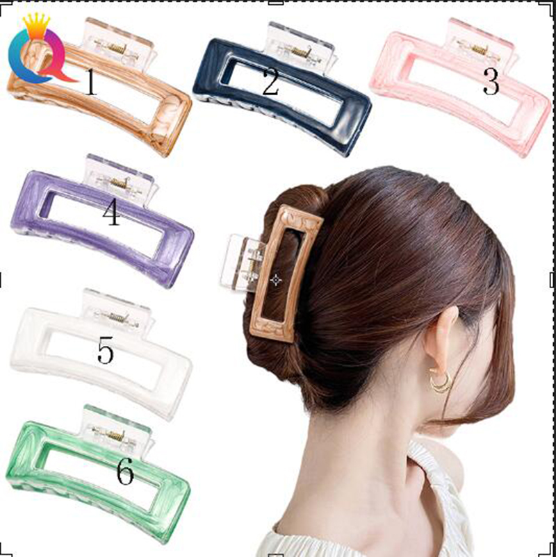 

Solid Color Plastic Hair Clamps Fashion Big Jaw Clips Ponytail Nonslip Hairs Claw Clip Simplicity Versatile