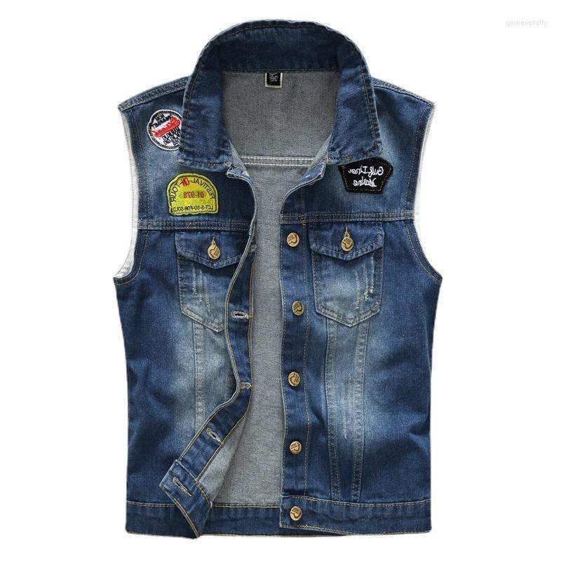 

Men's Vests Mens Casual Denim Hip Hop Jean Coats Spring Sleeveless Slim Fit Jacket Vest Male S Tank Top Plus Size 5XL Guin22, Blue