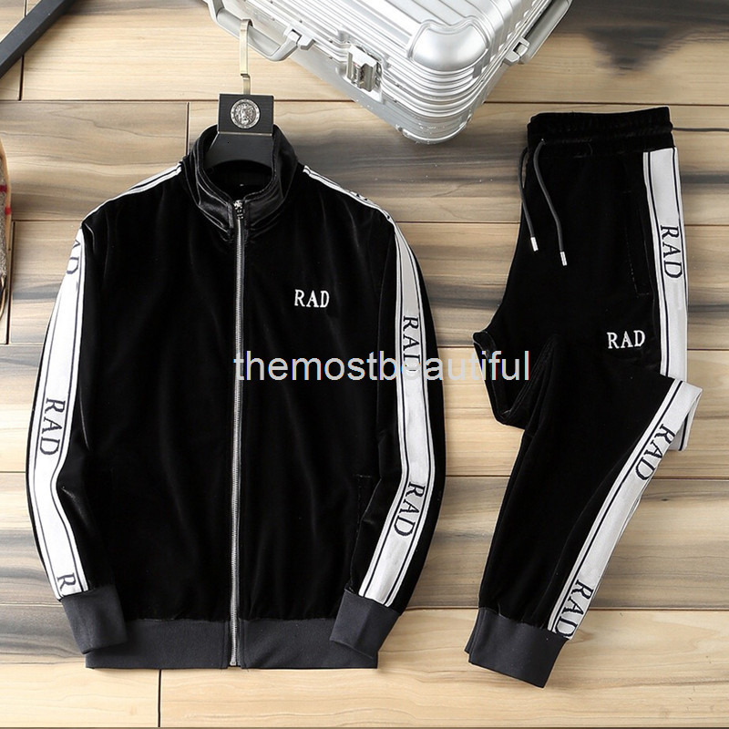 

Men's Tracksuits Golden velvet casual sportswear set men's high-end fashion two-piece large European, 2# packing bag