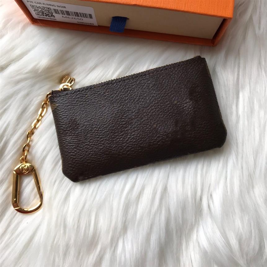 

Top Woman Designer Coin Purses Key Pouch Luxurys Designers Keychain Wallet ID Cardholder Lvlouis Engraved Zip 62650246I, Brown flower