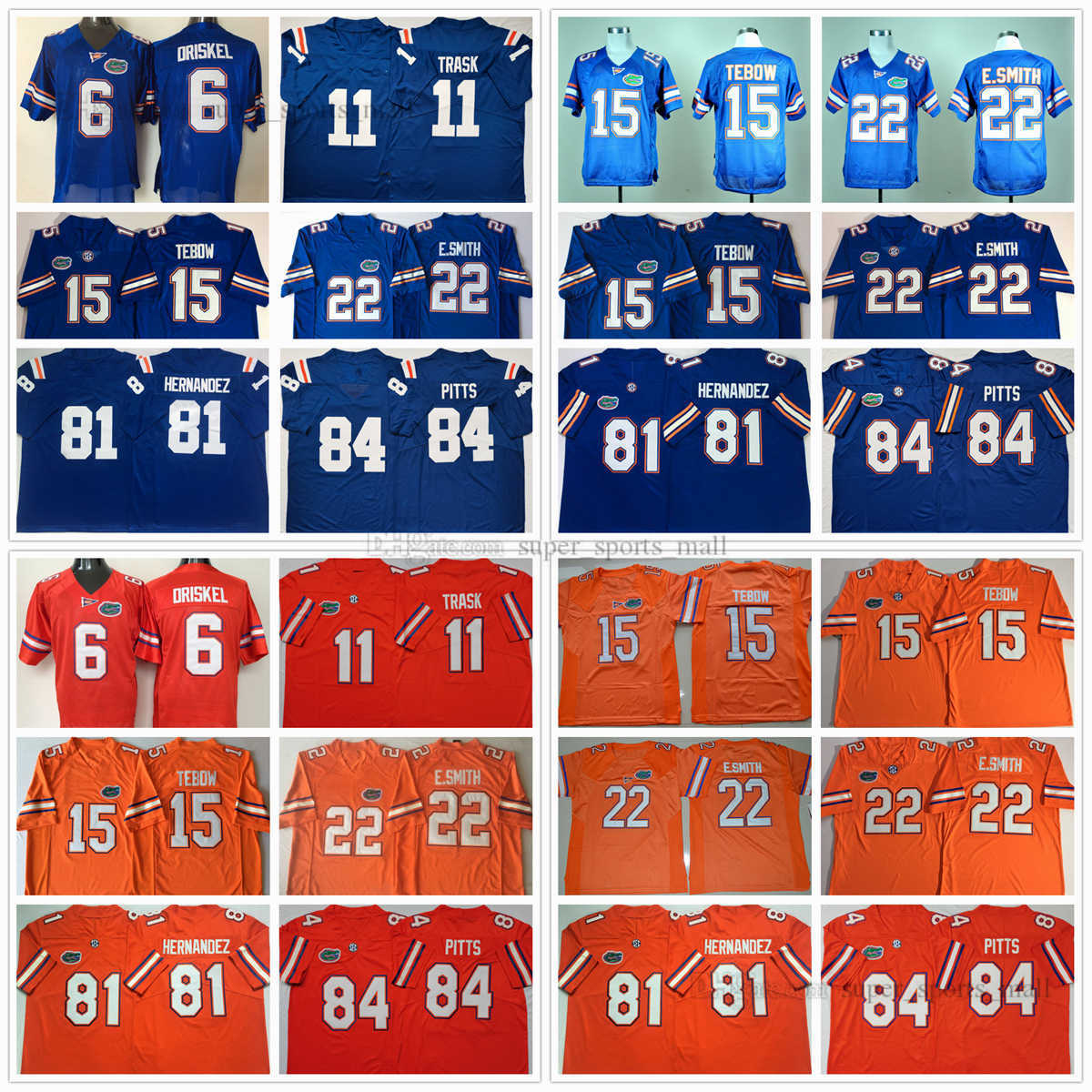 

NCAA Florida Gators College Football Jerseys 15 Tim Tebow 22 E.Smith 6 Jeff Driskel 11 Kyle Trask 84 Kyle Pitts 81 Aaron Hernandez High Quality stitched jersey, Need which number