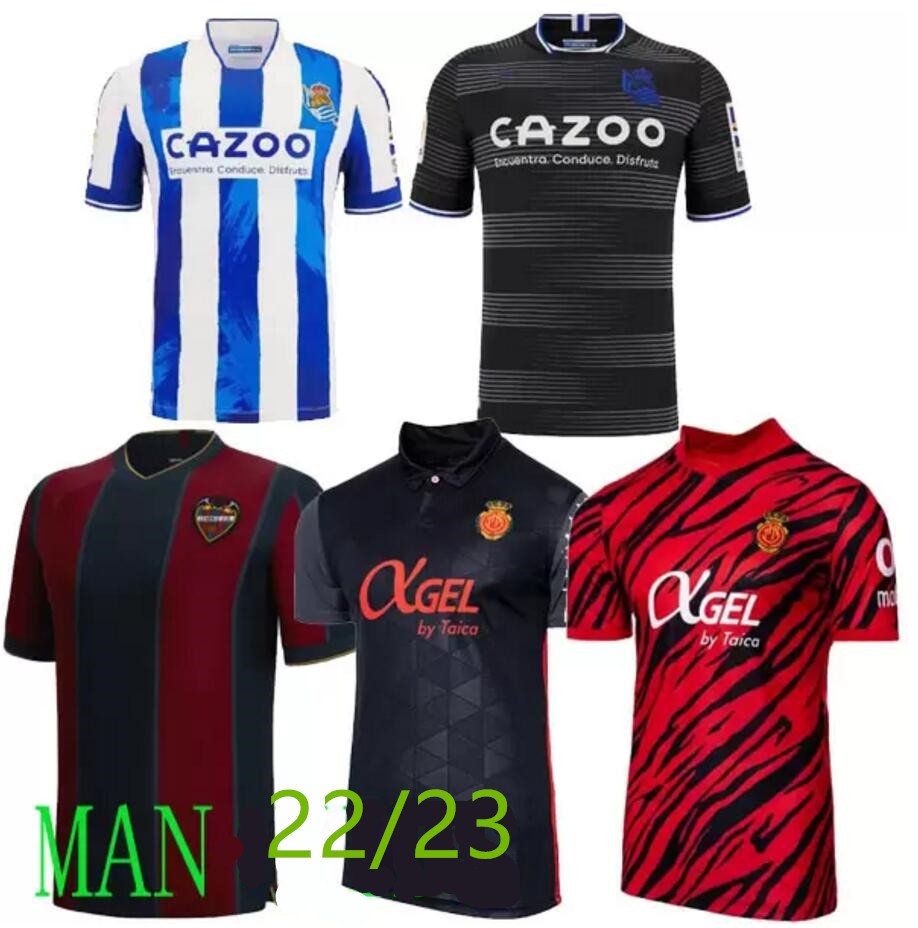 

22 23 RCD Mallorca Soccer Jersey Real Sociedad Levante Merino OYARZABAL Isak Guridi Home 2022 Murillo Lago Jonior Merveil Cufre AWAY Camisa de Uniforme de uniform, Red
