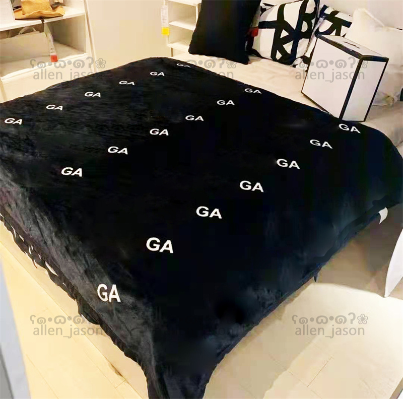 

Letter Black Blankets Hipster Velvet High Quality Designer Blankets Anti-Pilling Wearable Bed Sheet Home Sofa Outdoor Driving Warm Luxury Blanket