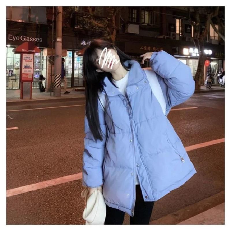 

Women' Hoodies & Sweatshirts Street Stand-collar Padded Jacket Winter Cardigan Oversize Clothes Park Korean Casual Loose BreadWomen, Blue