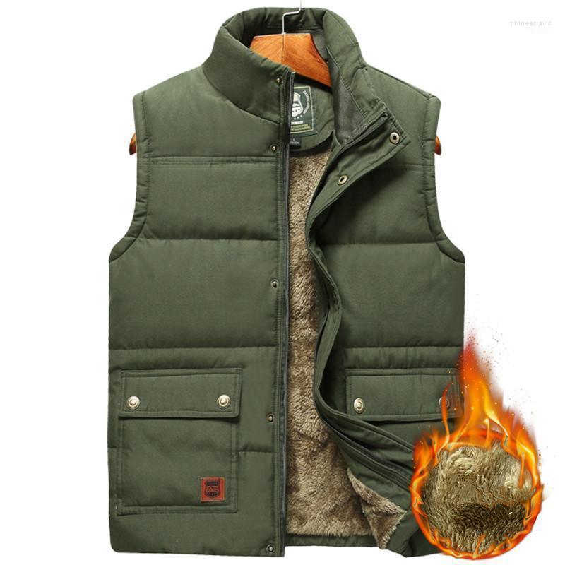 

Men's Vests Men Large Size Clothing Winter Vest Jackets Sleeveless Coat 2022 Fur Fashion Big 8xl Male Warm Waistcoat Fleece Phin22, Khaki